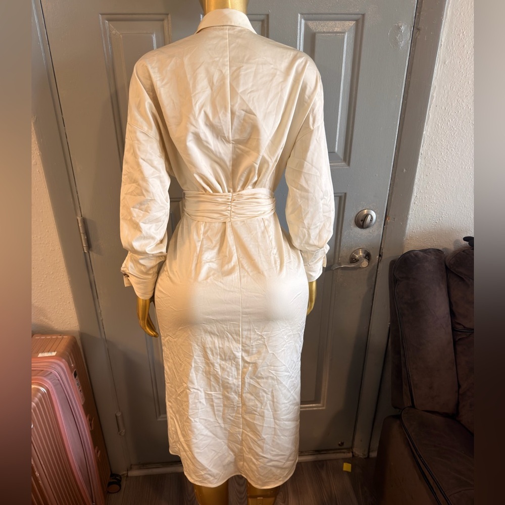 ANTONIO MELANI Cream Midi Tie-Waist Skirt - Picture 3 of 6